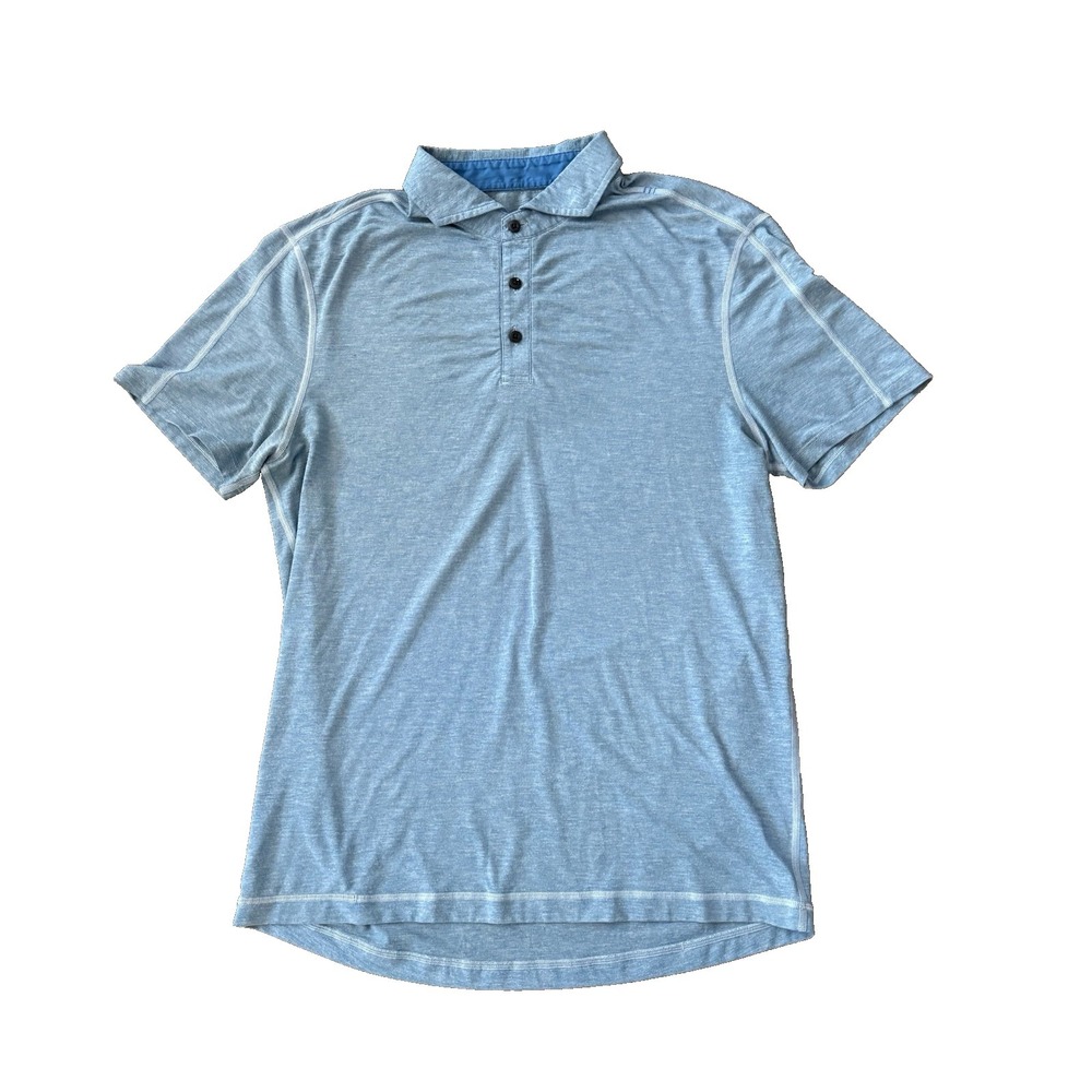 Lululemon Polo Shirt Men Large Blue Short Sleeve Performance Golf